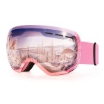 FONHCOO Ski Goggles for Men Women,Anti-Fog OTG Snow Snowboard Glasses with Detachable Lens for Skiing Skating,UV Protection & Anti-Glare (PINK2 VLT 38.2%)