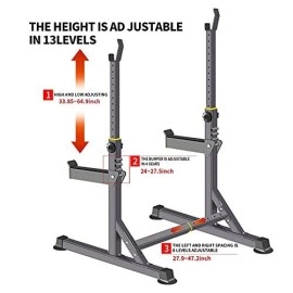 K Kingkang Adjustable Squat Rack Multi-Function Barbell Rack Dip Stand Barbell Stand Weight Lifting Rack Home Gym Fitness Weight Lifting Bench Press Dipping Station