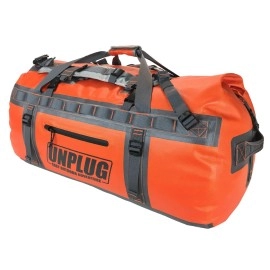 Unplug Ultimate Adventure Bag -1680D Heavy Duty Waterproof Bags For Travel, Waterproof Duffel Bag For Camping, Motorcycle Dry Bag, Hunting Bag, Bug Out Bag (110L Adventure Orange)
