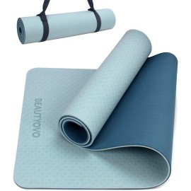 Yoga Mat With Strap, 1/3 Inch Extra Thick Yoga Mat Double-Sided Non Slip, Professional Tpe Yoga Mats For Women Men, Workout Mat For Yoga, Pilates And Floor Exercises