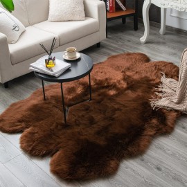 Carvapet Soft Fluffy Rugs Faux Fur Sheepskin Area Rug For Bedroom Floor Mat Carpet For Living Room Nursery 4 X 6 Feet,Brown
