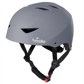 Turboske Skateboard Helmet, Bmx Helmet, Multi-Sport Helmet, Bike Helmet For Kids, Youth, Men, Women (Gray, Sm (205-228))