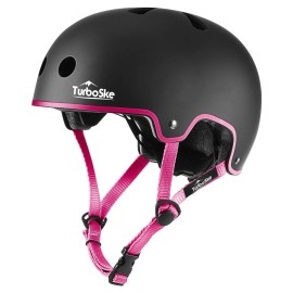 Turboske Skateboard Helmet, Bmx Helmet, Multi-Sport Helmet, Bike Helmet For Kids, Youth, Men, Women (Blackpink, Lxl (228-24))