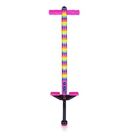 Flybar Pogo Stick For Kids, 40 To 80 Pounds, Perfect For Beginners, Easy Grip Foam Handles, Anti-Slip Foot Pegs, Outdoor Toys For Boys, Jumper Toys For Girls, Outside Toys For Kids (Jolt, Rainbow)