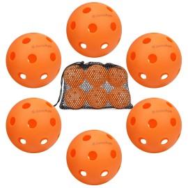 Joncaye Pickleball-Balls 6 Pack, Orange Indoor-Pickleballs Usapa Compliant, Pickle-Balls With Bag, Accessories For Pickleball-Paddle-Set, Gifts For Pickleball Lovers