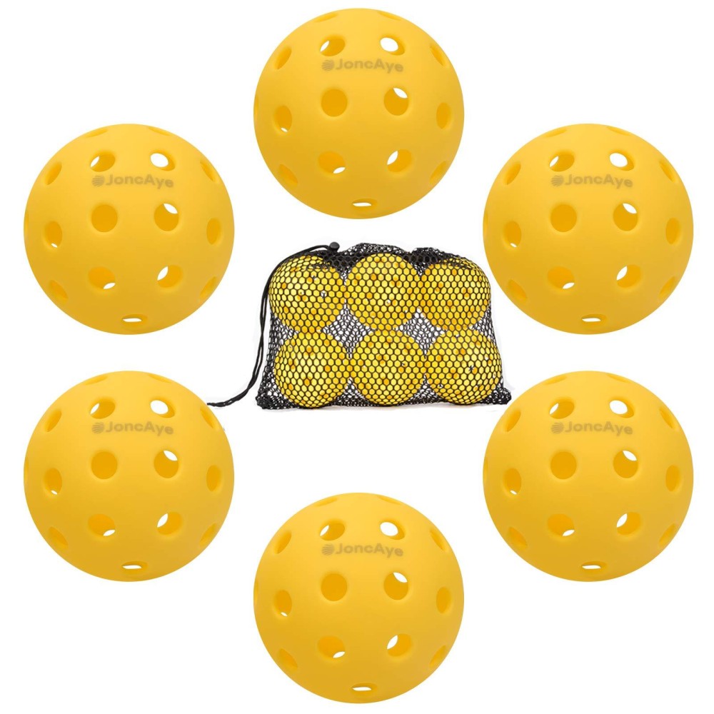 Joncaye Outdoor Pickleball Balls, Usapa Standard Pickle-Balls 6 Pack With Mesh Ball Bag, Pickleball Accessories For Paddle Game Set, Gifts For Pickleball Lovers