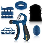 Gonex Hand Grip Strengthener With Counter, Forearm Trainer Workout Kit (Blue), Adjustable Resistance Grip Strength Trainer, Finger Exerciser/Stretcher, Grip Ring, Grip Ball For Recovery And Athletes