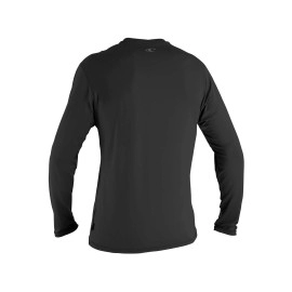 O'Neill WetSuit Men's Basic Skins UPF 50+ Long Sleeve Sun Shirt, Black Wave Logo (4339ic), Large Tall