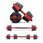 Bierdorf Adjustable Weights Dumbbells Set, Non-Rolling Adjustable Dumbbell Set, Octagonal, Home Gym Fitness Free Weight Set, 4466 Lbs, Workout With Connecting Rod For Men Women