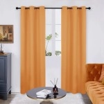 Deconovo Grommet Blackout Curtains For Living Room, Room Darkening Thermal Insulated Window Curtain, Orange Flame,42X120-Inch,1 Panel