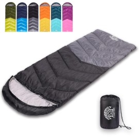 Flantree Sleeping Bag 4 Seasons Adults Kids For Camping Hiking Trips Warm Cool Weather,Lightweight And Waterproof With Compression Bag,Indoors Outdoors Activities