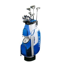 Cobra Golf 2021 Fly Xl Complete Set Cart Bag Black-Blue (Mens Right Hand Graphite Woods-Steel Irons Stiff Flex Dr-10.5 3W-14.5 5W-18.5 4H-20.5 5H-23.6 7-Pw Sw Putter Cart Bag)