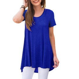 Awuliffan Womens Summer Short Sleeve T-Shirt Short Sleeve Sleepwear Tunic Tops Blouse Shirts(Royal Blue,X-Large)