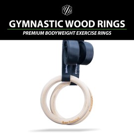 Bear Komplex Gymnastic Rings - Birchwood Rings With 38Mm Thick 14A9A Long Heavy Duty Nylon Straps & Double-Strap Iron Buckle - Workout With Bodyweight Exercises Anywhere - Supports 365Kg