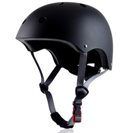 Kids Skateboard Bike Helmet For Boy And Girl, Lightweight Adjustable, Multi-Sport For Bicycle Skate Scooter (Black, Small)