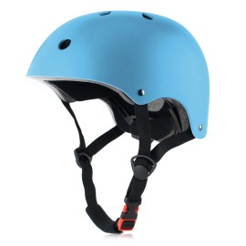 Adult Skateboard Bike Helmet For Men And Women, Lightweight Adjustable, Multi-Sport For Bicycle Skate Scooter (Sky Blue, Large)
