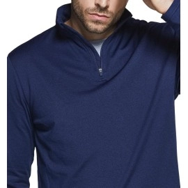 TSLA Men's Quarter Zip Thermal Pullover Shirts, Winter Fleece Lined Lightweight Running Sweatshirt, Fleece 1/4 Zip Sweatshirt Navy, Medium