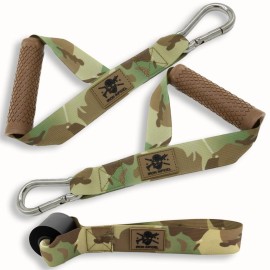 Iron Infidel Resistance Band Handles - Cable Machine Handles Attachment And Door Anchor For Exercise Bands, Great Accessory For Home Gym Workout Equipment & Pull Up Assistance Bands (Camo)