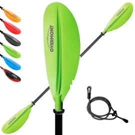 Overmont Kayak Paddle 905In230Cm Heavy Duty Aluminum Alloy Lightweight Boating Oar For Inflatable Kayaks With Paddle Leash (Green, 905Aa)