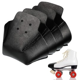 4 Pieces Toe Cap Guards Protectors Toe Caps Artificial Leather Roller Skate Cap Protectors For Quad Roller Skate (Black)