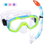 Kids Snorkel Set, Children Anti-Fog Diving Mask Swimming Goggles Semi-Dry Snorkel Equipment Snorkeling Packages Swimming Gear For Youth Boys Girls Age 5-10 (Blue Yellow)