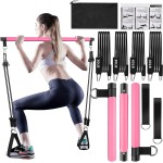 Bbtops Pilates Bar Kit With Resistance Bands(4 X Bands),3-Section Pilates Bar With Stackable Bands Workout Equipment For Legs,Hip,Waist And Arm (Pink(30Lbs,4Lbs))