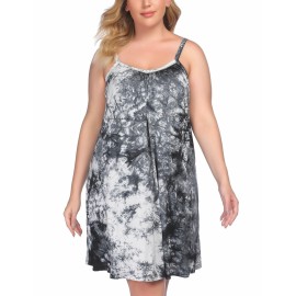 Involand Womens Plus Size Nightgown Sleeveless Sleepwear Modal Cotton Sleepshirts Slip Night Dress (L-5Xl)