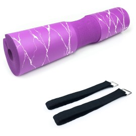 Barbell Pad For Squats, Lunges And Hip Thrusts - Squat Pad Weight Lifting Bar Cushion Pad Protector For Neck And Shoulder - Fit Standard And Olympic Bars - Purple Marbling