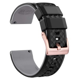 Ritche Christmas Stocking Stuffers 24Mm Silicone Watch Band Quick Release Rubber Watch Bands For Men Women - Black Top Gray Bottom Rose Gold Buckle