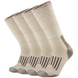 Sox Town Men'S Merino Wool Cushion Crew Socks Moisture Wicking Control For Outdoor Hiking Work Boot Thermal Warm All Seasons(Camel L)