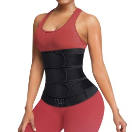 Biyhcuy Women Waist Trainer Belt Tummy Control Workout Waist Cincher Sauna Sweat Girdle Sport Waist Trimmer Slim Belly Band (Xxx-Large, Black)