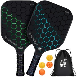 Pickle-Ball-Rackets-2-Pack Usapa Approved, Fiberglass Pickleball Paddles Set Of 2 With 4 Balls, Paddle Bag Joncaye Pickleball Racquets With Accessories For Kids Adults