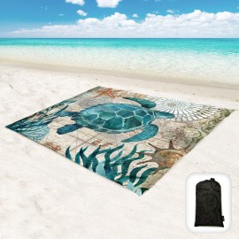 Hiwoss Beach Blanket Waterproof Sandproof Oversized 95Ax 80Asand Free Beach Mat With Corner Pocketsportable Mesh Bag For Beach Festivalpicnictravel And Outdoor Campingsea Turtle