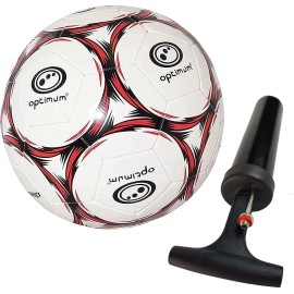 Optimum Classico Footballsoccer Ball - Easily Maintain Your Ball With Our Inflatable Football - Hand-Stitched Football - Perfect For Club And Match Training - Blackred - Size 3 - With Pump
