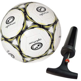 Optimum Classico Footballsoccer Ball For Kids Easily Maintain Your Ball With Our Inflatable Football Hand-Stitched And With Pump Perfect For Club And Match Training Blackfluro Size 5