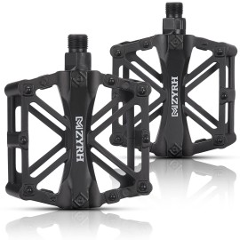 Kemimoto Mountain Bike Pedals Mtb Bicycle Flat Pedals, 9/16'' Cnc Aluminum Durable Sealed Bearing For Most Bikes Bmx Mtb Enduro Downhill Trail (Two Pack) (Black)