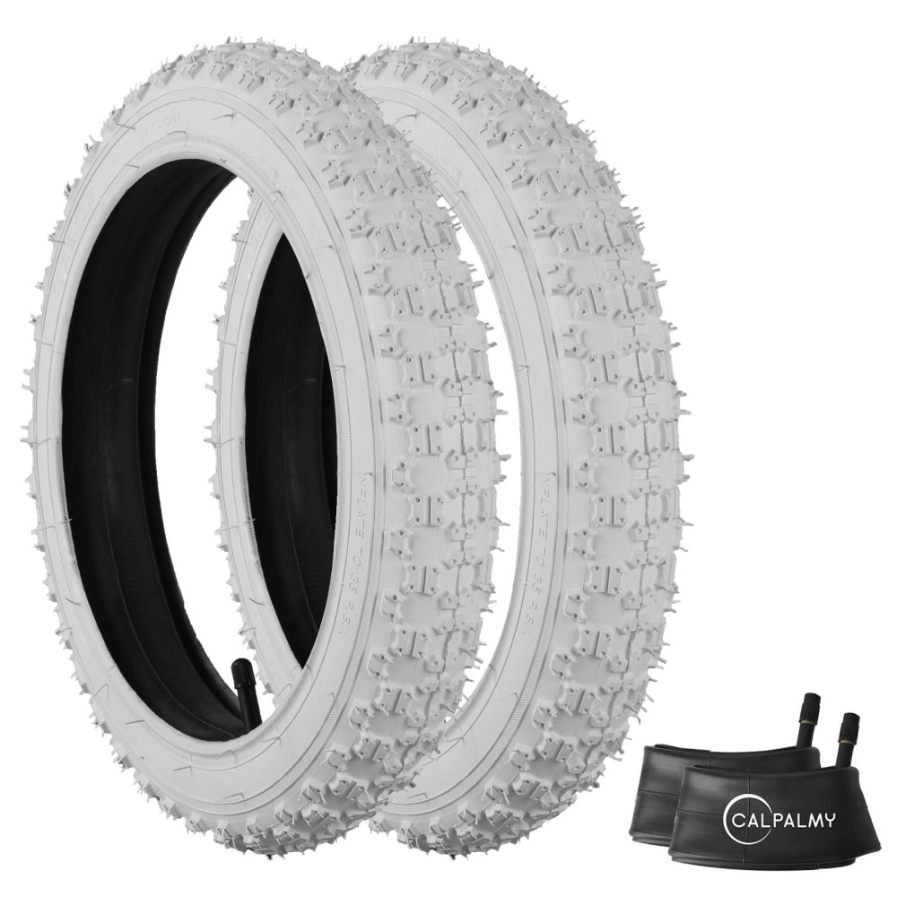 (2 Sets) 18 X 2.125 Kids Bike Replacement White Tires And Tubes - Compatible With Most 18 Kids Bikes Like Royalbaby, Joystar, And Dynacraft - Made From Bpa/Latex Free Butyl Rubber