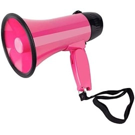 Mymealivos Portable Megaphone Bullhorn 20 Watt Power Megaphone Speaker Voice And Sirenalarm Modes With Volume Control And Strap (Deeppink)A