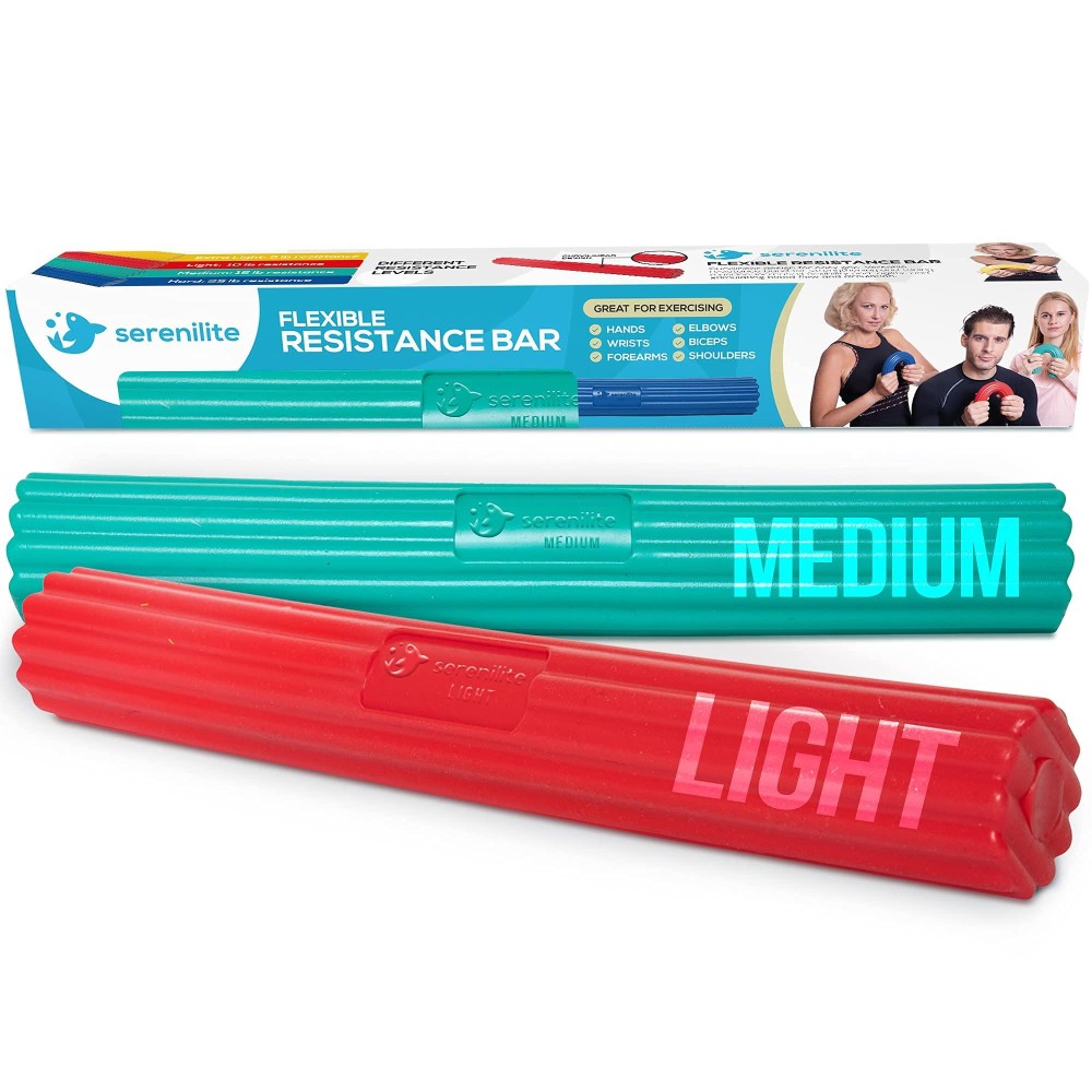 Serenilite Flexbar 2-PACK for Tennis Elbow Relief & Golfers Elbow, Great Hand Exercisers for Therapy, Flex Bars for Physical Therapy & Tendonitis Relief, Flexible Resistance Bar & Forearm Exerciser.