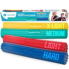 Serenilite Flexible Resistance Bar For Physical Therapy & Tennis Elbow Relief, 4-Pack, Hand Exercise Tool, Resistance Bars For Tennis Grip Strength, Golfers Elbow Treatment.