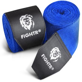 Fightr Premium Boxing Hand Wraps For Max. Stability And Protection 4M Semi Elastic Boxing Gloves With Thumb Loop For Boxing, Mma, Mauy Thai - Bandage (Blue)
