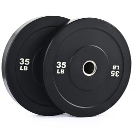 Zelus Weight Plate Set, Twin 2 Bumper Plates For Strength And Training Fitness, Olympic Weight Set With Rubber Barbell Dumbbell Plates Stainless Steel Inserts For Pro Or Home Gyms, Set Of 2 (35 Lb Sets)