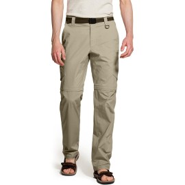 Cqr Mens Convertible Cargo Pants, Water Resistant Hiking Pants, Zip Off Lightweight Stretch Upf 50 Work Outdoor Pants, Lightweight Convertible Cargo Tan, 32W X 30L