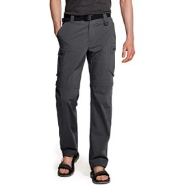 Cqr Mens Convertible Cargo Pants, Water Resistant Hiking Pants, Zip Off Lightweight Stretch Upf 50 Work Outdoor Pants, Lightweight Convertible Cargo Charcoal, 34W X 32L