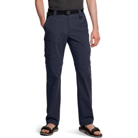 Cqr Mens Convertible Cargo Pants, Water Resistant Hiking Pants, Zip Off Lightweight Stretch Upf 50 Work Outdoor Pants, Lightweight Convertible Cargo Navy, 36W X 30L