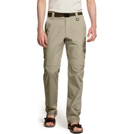 Cqr Mens Convertible Cargo Pants, Water Resistant Hiking Pants, Zip Off Lightweight Stretch Upf 50 Work Outdoor Pants, Lightweight Convertible Cargo Tan, 32W X 32L