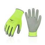 Vgo 5-Pairs Safety Work Gloves, Gardening Gloves, Polyurethane Coated, Dipping Gloves, Latex Free (Size L, Yellow, Pu2103)