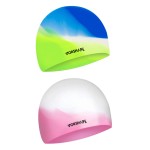 Vorshape Swim Cap Kids (2 Pack), Durable Waterproof Swimming Cap For Girls Boys Teens Toddler, Comfortable Fit For Long Hair And Short Hair, Green&Pink