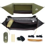 Night Cat 3 In 1 Hammock Tent With Storage Pocket For Sleeping Pad(Exclude) With Bug Net And Rainfly 1 Person Backpacking Camp Tent Waterproof Lightweight 440Lbs