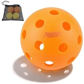 Physizz Pickleballs 4-Pack Pickleball Balls Set Usapa Approved 2 Outdoor Ball(Yellow 40 Holes) 2 Indoor Ball(Orange 26 Holes) With Storage Mesh Bag